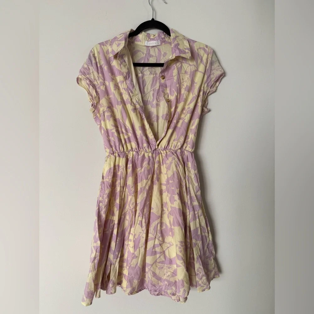 Kariella Cute Floral Preppy Spring Collared Button Up 100% Cotton Dress - Picture 2 of 12